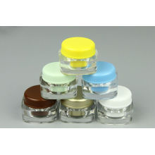 5g Mini Plastic Acrylic Square Jar W/ Round Cap (EF-J39)